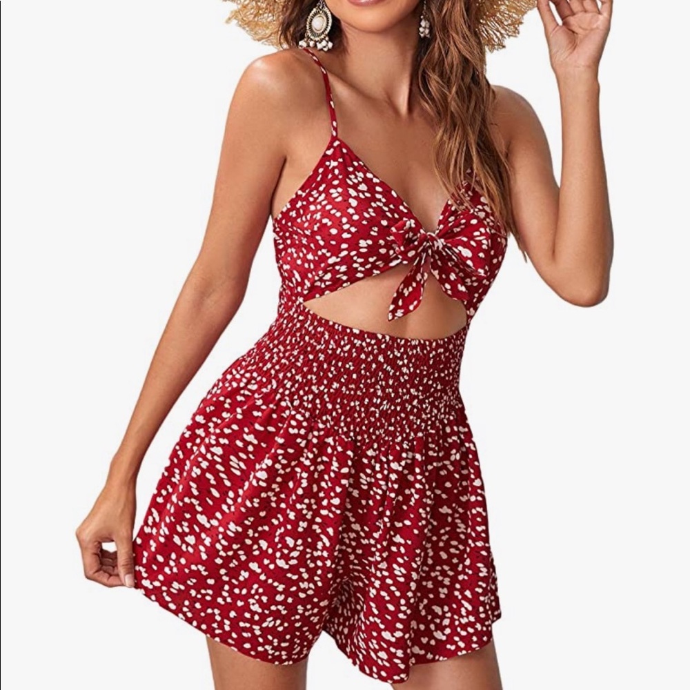 Red Floral Romper
